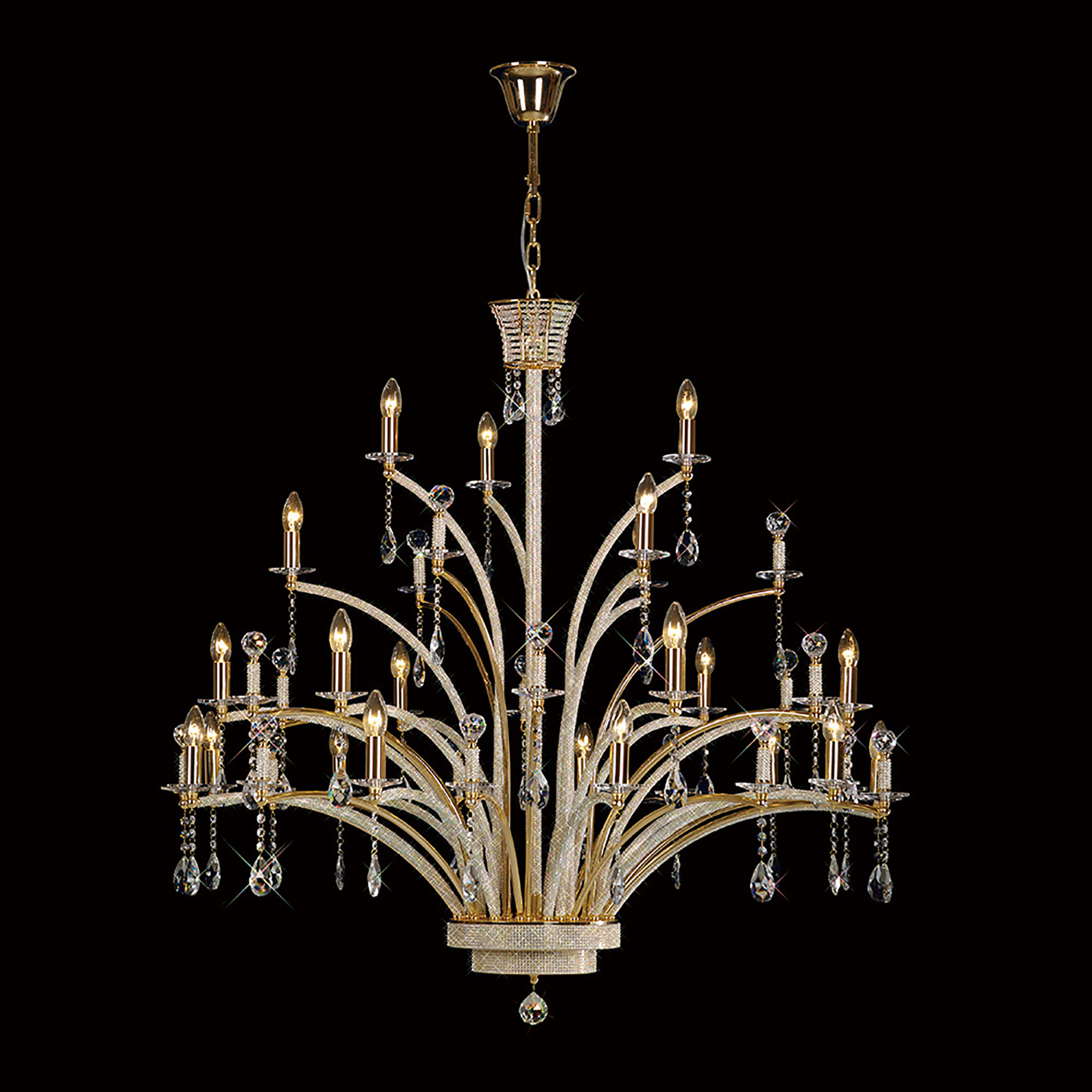 IL30390  Orlando Crystal Chandelier 21 Light (30kg) French Gold